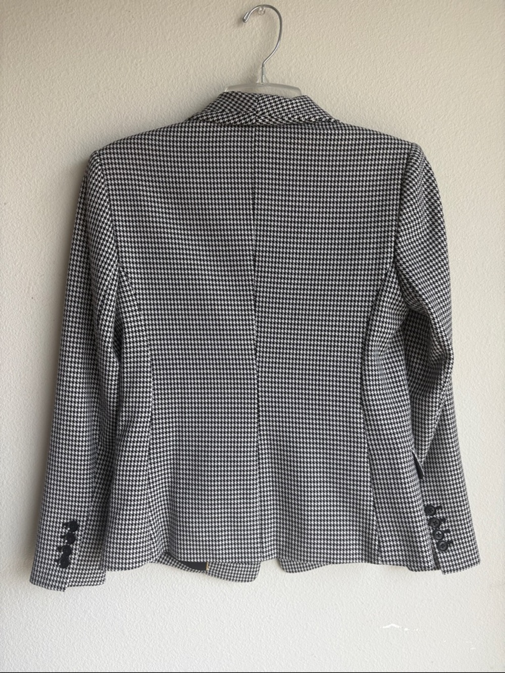 Express Black and White Houndstooth Single-Button Blazer - Picture 3 of 6